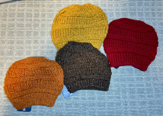 Alpaca Ponytail Double-Knit Beanie